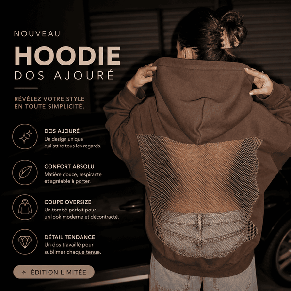 Veluna Halo™ - Hoodie oversized avec dos en mesh cristal brillant